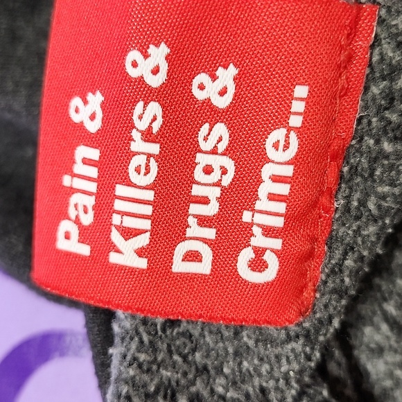 "Happy Pills" Women's Heather Gray Cropped Sweatshirt Purple "Brokenhardened" S - Picture 8 of 8